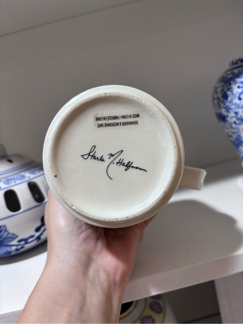 Anthropologie Starla M. Halfmann Monogram Floral Letter "A" Coffee Mug Cup - Picture 4 of 5